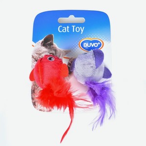Игрушка для кошек DUVO+ с кошачьей мятой  Плюшевые птицы с перьями , мультиколор, 13х10х3.5см (Бельгия)