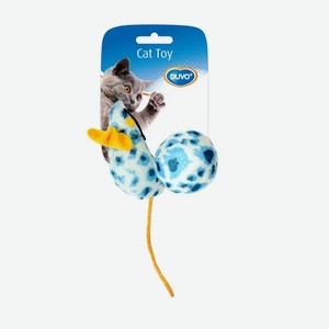 Игрушка для кошек DUVO+ с кошачьей мятой  Мышка и мячик , бело-голубая, 10х4х4см (Бельгия)