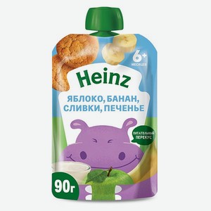 Пюре Heinz яблоко-банан-печенье-сливки 90г с 6месяцев