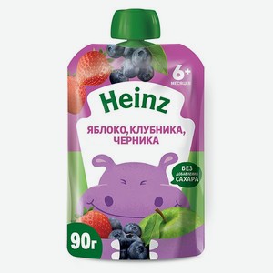 Пюре Heinz яблоко-клубника-черника 90г с 6месяцев