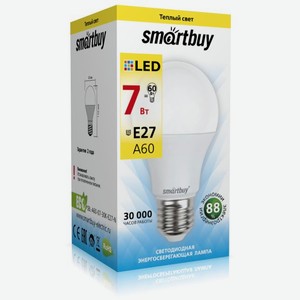 Лампа светодиодная <Smartbuy> А60 7Вт 220-240В Е27 3000К Китай