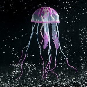 Декор силиконовый для аквариума  Медуза  фиолетовый с неоновым эффектом, 5*5*15 см