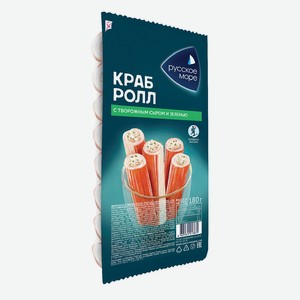 Крабовые палочки Русское море Краб-ролл с творожным сыром и зеленью, 180 г
