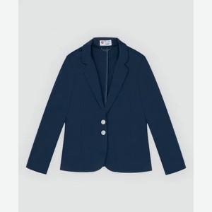 Пиджак из плотного трикотажа укороченный синий Button Blue