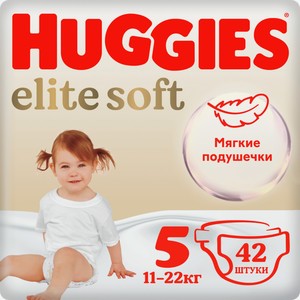 Подгузники Huggies Elite Soft размер 5 12-22кг 42шт