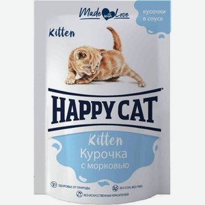 Влажный корм для кошек Happy cat Kitten Курочка с морковью, 100 г