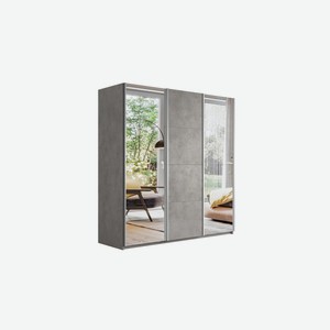 Шкаф-купе 3-х створчатый с зеркалами широкий Прайм бетон
