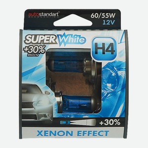 Лампы галогенные головного света super white +30% h4-12v 60/55w p43t 2шт Autostandart
