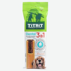Лакомство для собак TiTBiT Dental 3в1 с облепихой для мелких и средних пород, 110 г