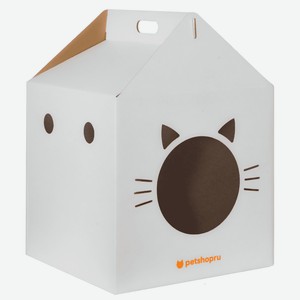 PetshopRu когтеточки картонный домик  Винни  для Кошек, белый (35*35*50 см)