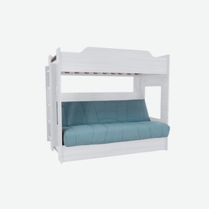 Двухъярусная кровать с диван-кроватью голубой / белый