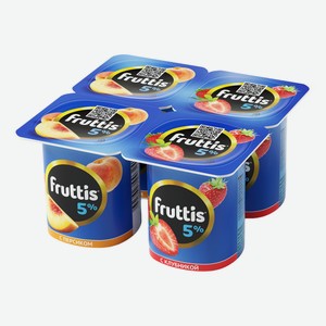 Йогуртный продукт Fruttis клубника-персик 5% БЗМЖ 115 г