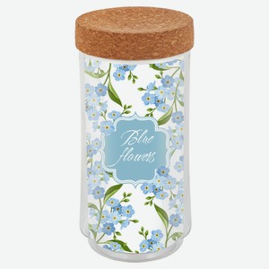 Банка для сыпучих продуктов Sugar&Spice Blue flowers Rosemary с пробковой крышкой, 1,1 л