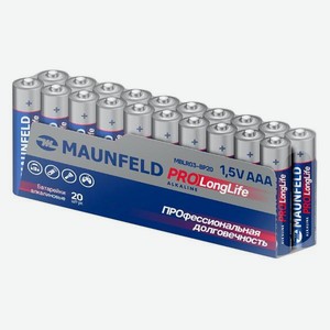Батарейка алкалиновая (щелочная) Maunfeld MBLR03-PB20 AAA 20 шт.