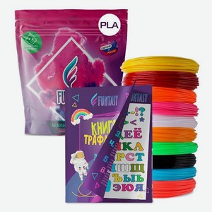Набор для 3Д творчества FUNTASY PETG-пластик 10 цветов + книжка с трафаретами (BOOK-PETG-10-5)