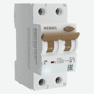 Дифференциальный автомат Werkel 1P+N 16 A 30 mа 6 kа C A (W922P166)