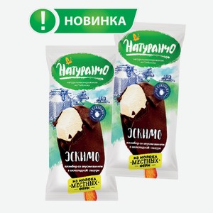 Мороженое Эскимо Натуранчо Пломбир ванильный в шоколадной глазури, 12%, 55 гр