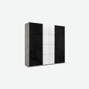 Шкаф-купе 3-х створчатый широкий Прайм черный / белый глянец / бетон