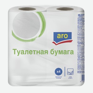aro Туалетная бумага белая 2-слойная, 4 рулона Россия