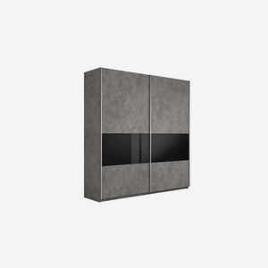 Шкаф-купе 2-х створчатый широкий Прайм бетон / черное стекло