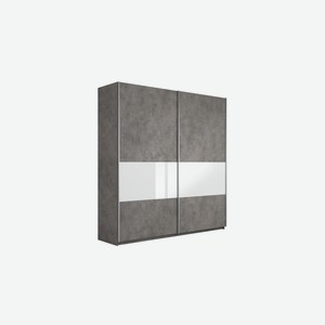 Шкаф-купе 2-х створчатый широкий Прайм бетон / белое стекло