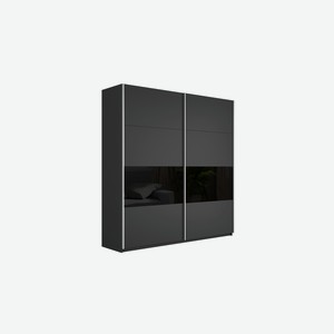 Шкаф-купе 2-х створчатый широкий Прайм серый диамант / черное стекло