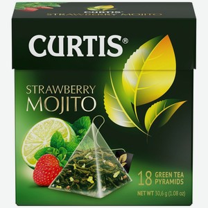 Чай зеленый в пирамидках CURTIS  Strawberry Mojito  18 пирамидок, с цедрой цитрусовых и изысканным ароматом клубничного мохито
