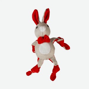 Игрушка мягкая для собак DUVO+  Новогодний кролик , бежево-красный, 31х14х8см (Бельгия)