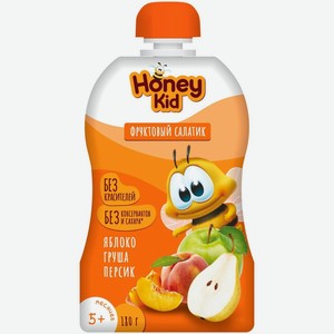 Фруктовое пюре Honey Kid Фруктовый Салатик Яблоко-груша-персик с 5 месяцев, 180 г
