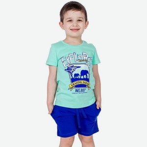 Комплект (футболка+шорты) для мальчика Basia р.98-56 цв.ультрамарин+мятный арт.Н2530-5892