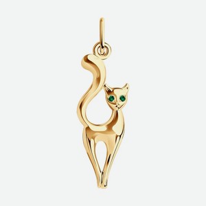 Подвеска «Кошка» SOKOLOV из золота с зелеными фианитами 034624