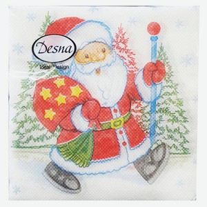 Салфетки бумажные Desna Дед Мороз однослойные, 24х24 см, 40 л