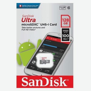 Карта памяти SanDisk MicroSD Ultra UHS-I 100MB/s 128GB Without Adapter (SDSQUNR-128G)