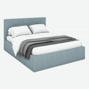 Двуспальная кровать Амбер Серо-голубой, велюр 180х200 см С основанием