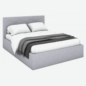 Двуспальная кровать Амбер Светло-серый, микрошенилл 140х200 см С основанием