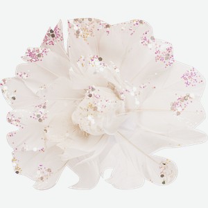 Цветок 14см на клипсе Мэджик Тайм белый из гусиного пера Феникс Презент , 1 шт
