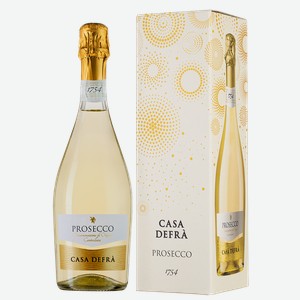 Игристое вино Prosecco Spumante Brut в подарочной упаковке, Casa Defra, 0.75 л.