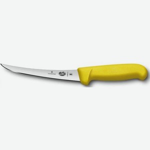 Нож кухонный Victorinox Fibrox, обвалочный, 150мм, заточка прямая, стальной, желтый [5.6608.15]