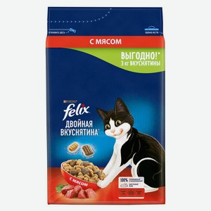 Корм для кошек Felix Двойная вкуснятина 3кг с мясом