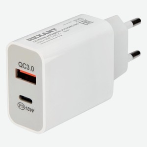 Сетевое зарядное устройство Rexant USB-A + Type-C Quick Charge (18-2216)