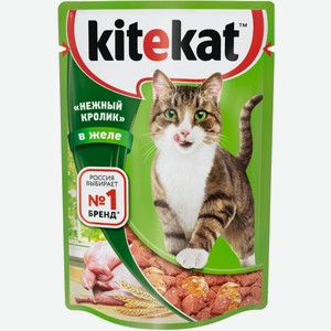Корм для кошек влажный Kitekat с нежным кроликом в желе, 85 г