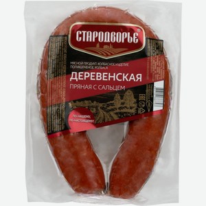Колбаса полукопченая Деревенская с чесночком и сальцем (черева) 390 гр