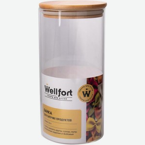 Банка Wellfort для сыпучих продуктов стекло бамбук 1.5л