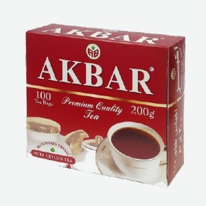 Чай  Акбар , черный цейлон, граф грей черный с ароматом бергамота, 100 пак