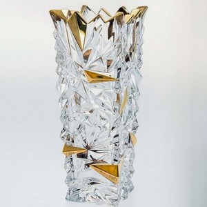 Ваза Bohemia Jihlava Glacier декор золото 30,5 см