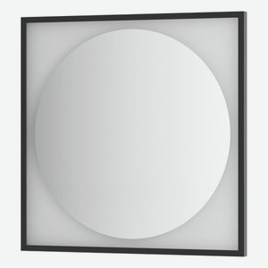 Зеркало Defesto с LED-подсветкой без выключателя 18 W теплый белый свет, черная рама 80x80 см