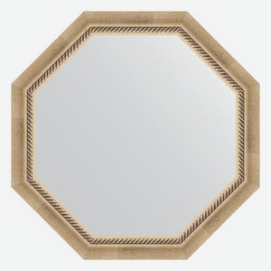 Зеркало в багетной раме Evoform состаренное серебро с плетением 70 мм 73,2х73,2 см
