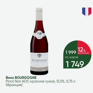 Вино BOURGOGNE Pinot Noir AOC красное сухое, 12,5%, 0,75 л (Франция)