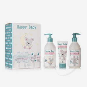 Подарочный набор с первых дней жизни шампунь, гель и крем Happy Baby
