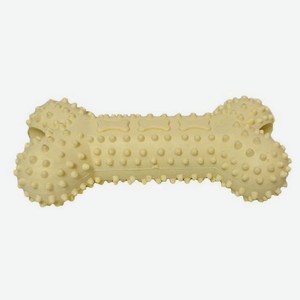 Игрушка для собак HOMEPET Dental Косточка с отверстиями для лакомств светло-желтая, 14,5 см